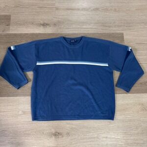 Vintage Sideout Sweater Mens XL Blue Striped Ribbed Knit Long Sleeve Pullover